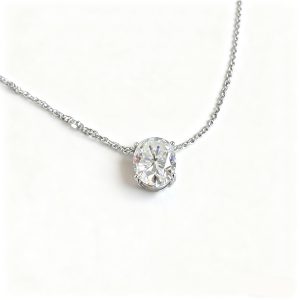 14K Solid Gold Moissanite Necklace Gemstone Pendant
