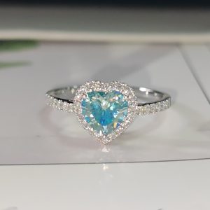 10K Solid Gold Blue Moissanite Ring