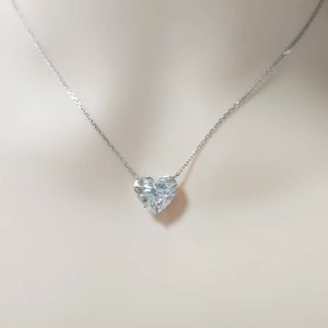 18K Solid Gold Moissanite Necklace Gemstone Pendant