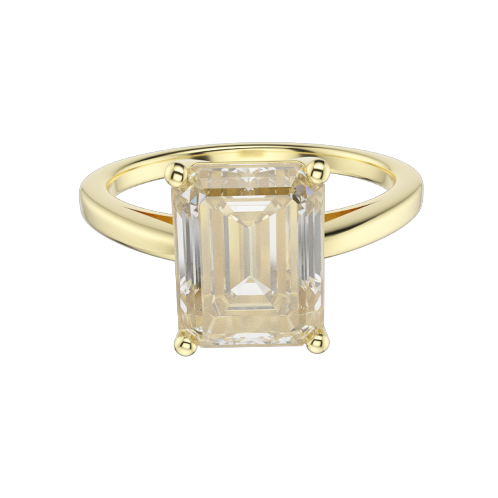 14K Solid Gold Emerald Cut Moissanite Ring - Image 2