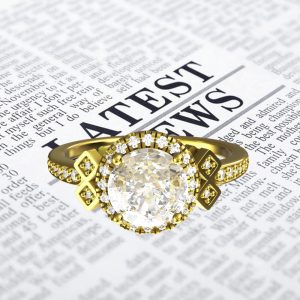 14K Solid Gold Round Cut Moissanite Ring