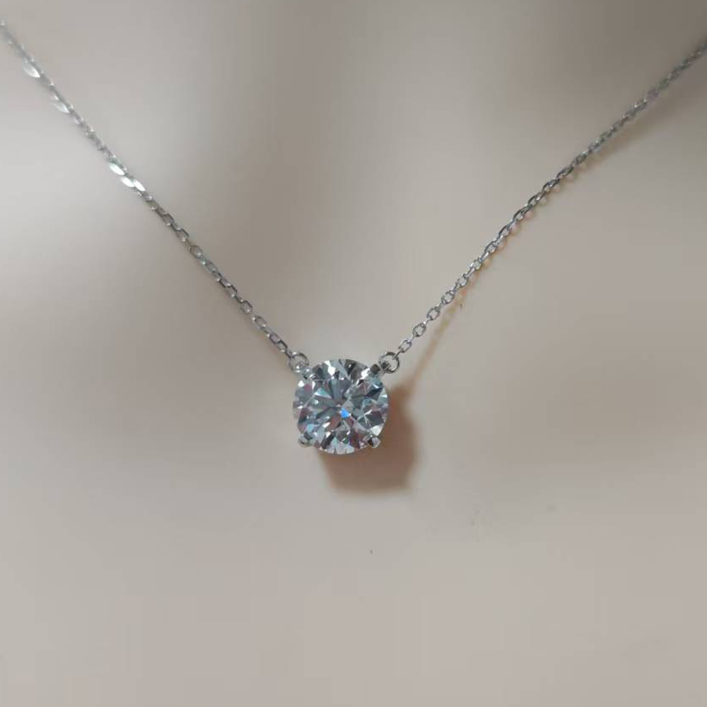 PT950 Moissanite Necklace Gemstone Pendant - Image 2
