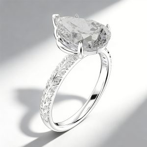 PT950 Pear Cut Moissanite Ring