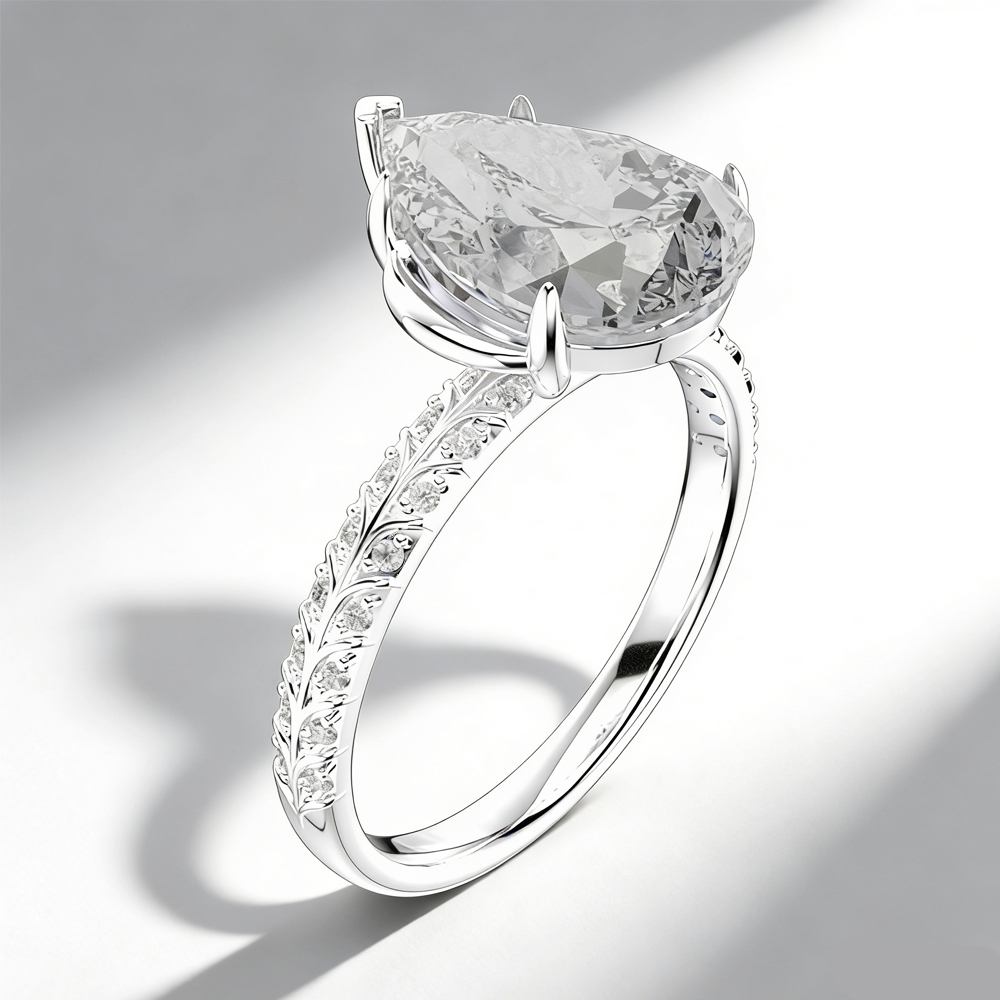 PT950 Pear Cut Moissanite Ring