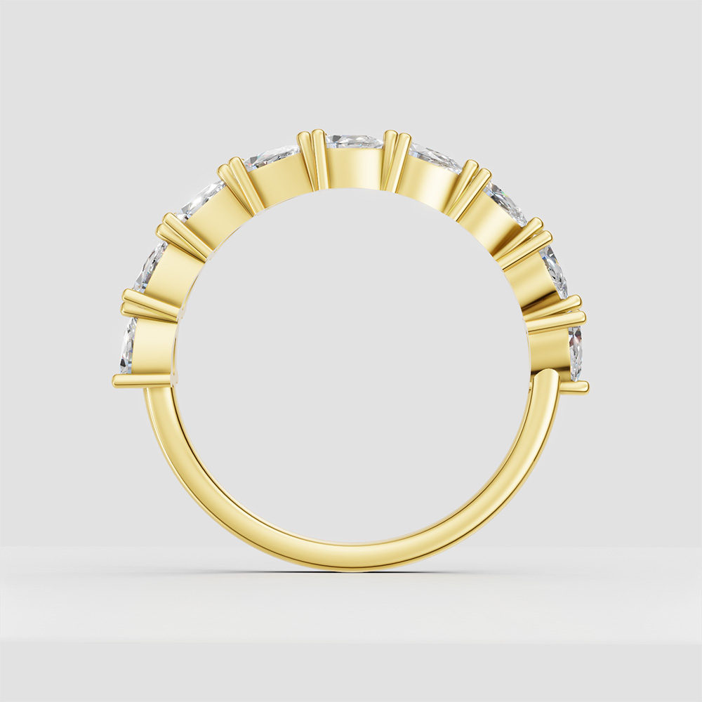 18K Gold Pear Cut Gemstone Ring with Half-Circle Gemstone Setting Elegant Luxe - Image 3