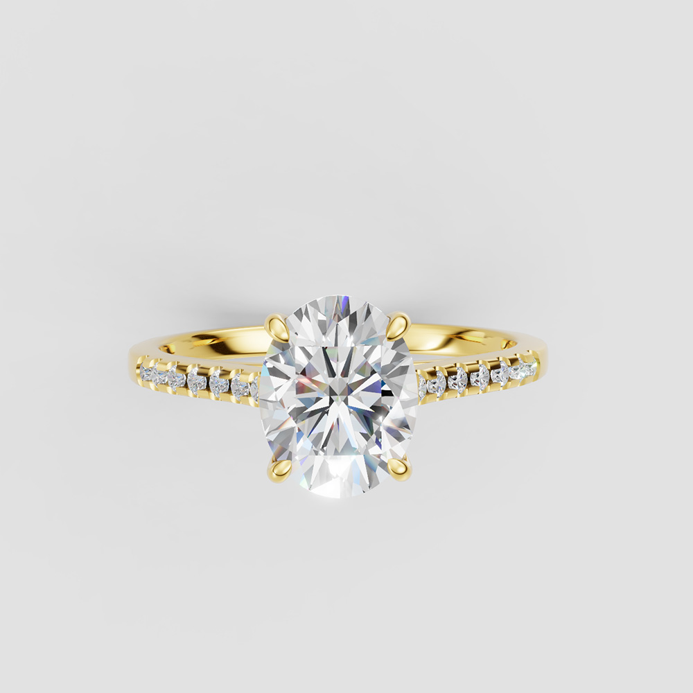 14K Gold Ring Oval Cut Center Stone and Round Gemstone Accents Elegant Luxury Jewelry - Image 2
