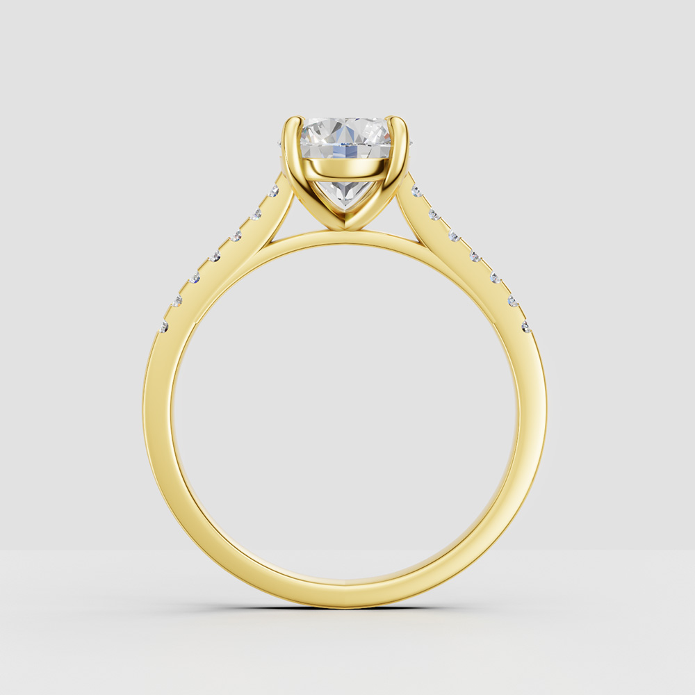 14K Gold Ring Oval Cut Center Stone and Round Gemstone Accents Elegant Luxury Jewelry - Image 3