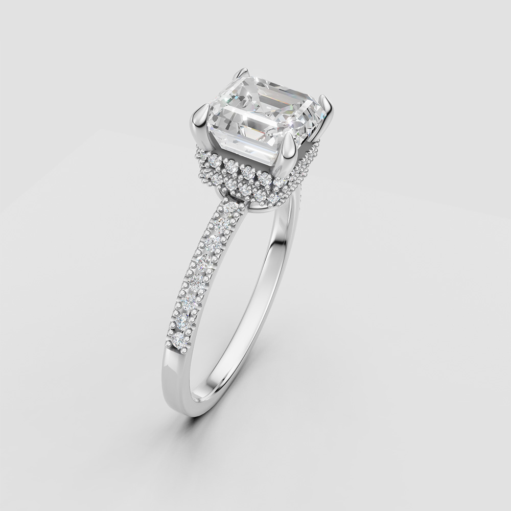 14K Gold Ring with Asscher Cut Round Gemstone Minimalist Fine Jewelry