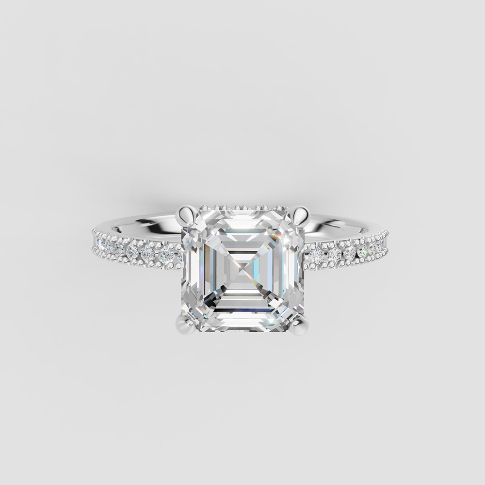 14K Gold Ring with Asscher Cut Round Gemstone Minimalist Fine Jewelry - Image 2