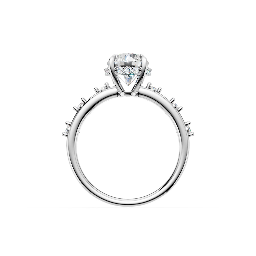 10K Gold Oval Cut Center Stone Ring with Round Gemstone Accents on Band Classic Jewelry - Image 3