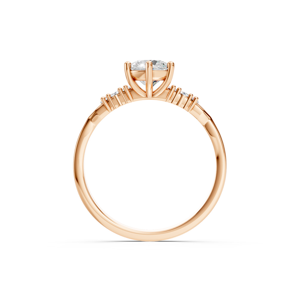 10K Gold Round Cut Center Stone Ring with Round Gemstone Accents on Band Classic Everyday Essential - Image 3