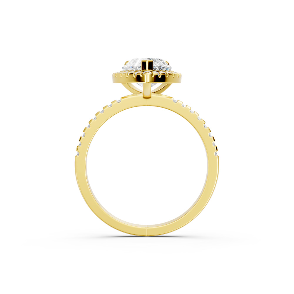 18K Gold Pear Cut Center Stone Ring with Round Gemstone Accents on Band Classic Jewelry - Image 3