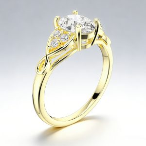 14K Gold Ring with Oval Cut Center Stone