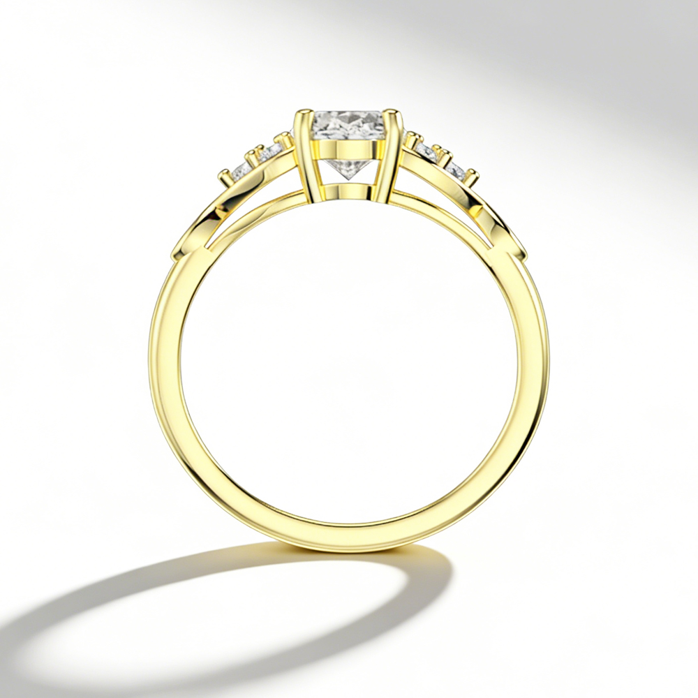 14K Gold Ring with Oval Cut Center Stone - Image 3