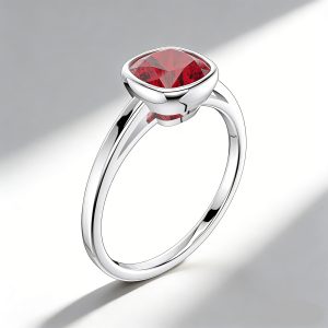 PT950 Ring with Cushion Cut Center Stone