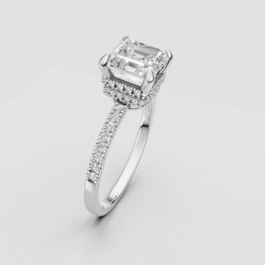 14K Gold Ring with Asscher Cut Center Stone