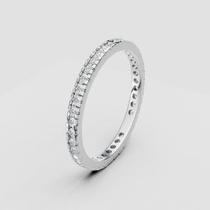 PT950 Ring with Round Cut Gems