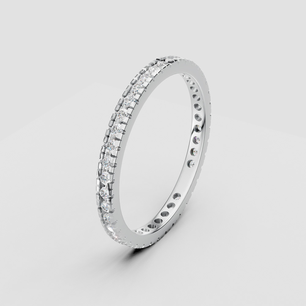 PT950 Ring with Round Cut Gems