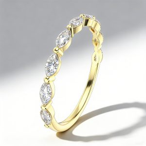 10K Gold Ring with Marquise Cut Gems