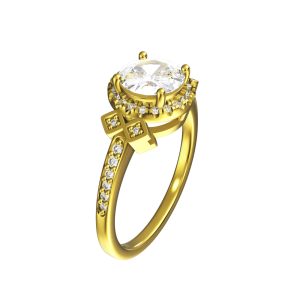 14K Gold Ring with Round Cut Center Stone