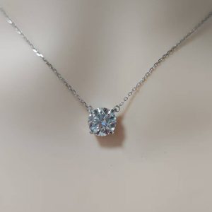 PT950 Gold Round Cut Gemstone Pendant Necklace