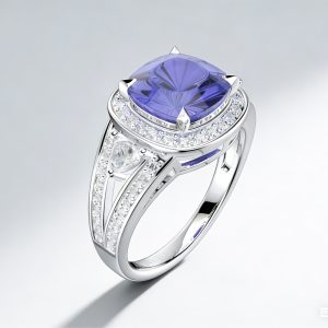 10K Gold Ring with Cushion Cut Center Stone