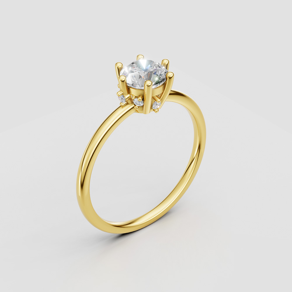 14K Gold Ring with Round Cut Center Stone