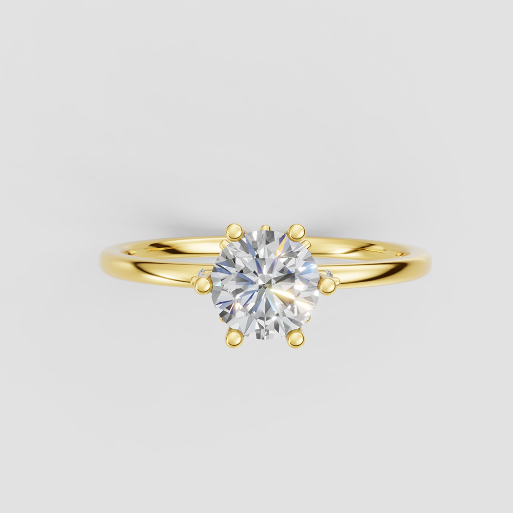 14K Gold Ring with Round Cut Center Stone - Image 2