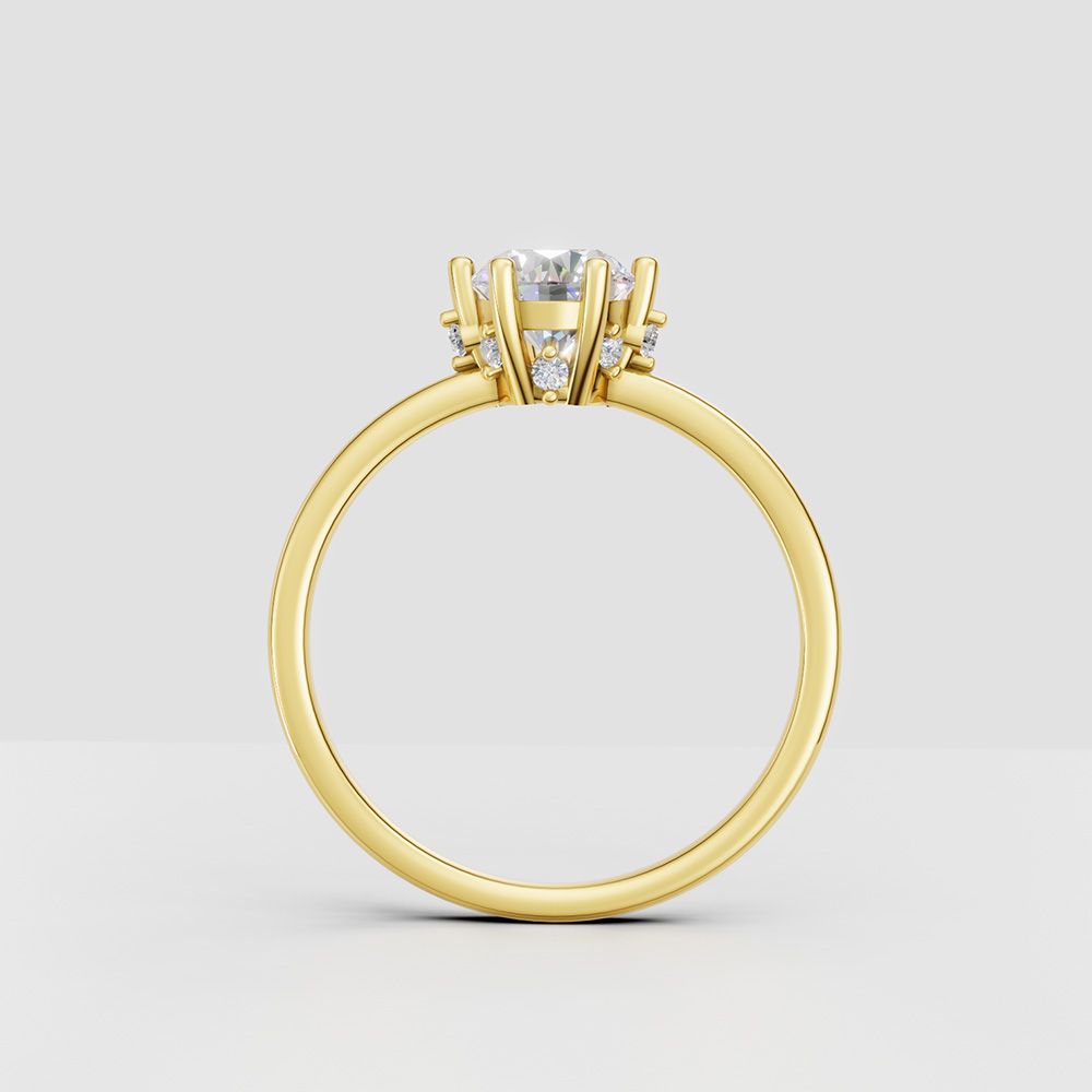 14K Gold Ring with Round Cut Center Stone - Image 3