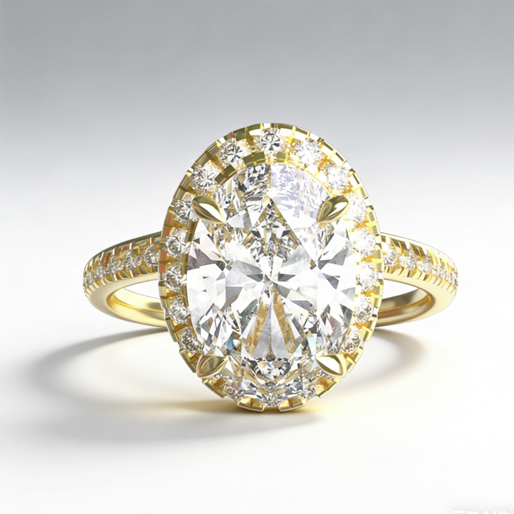 18K Gold Ring with Oval Cut Center Stone - Image 2