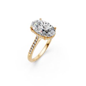 14K Gold Ring with Oval Cut Center Stone